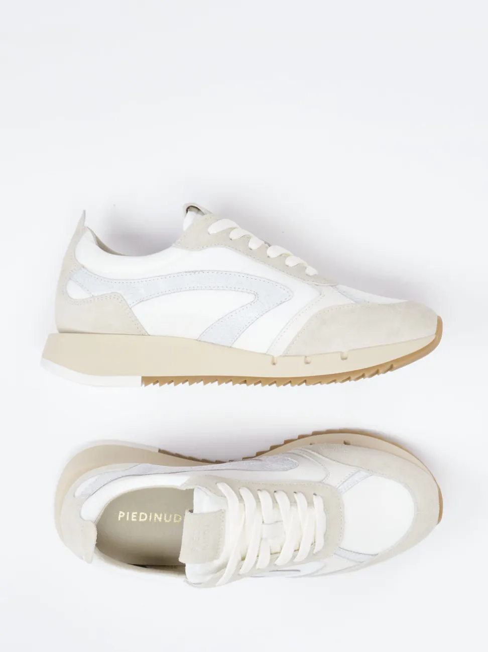 Piedi Nudi – Sneaker aus Veloursleder Offwhite