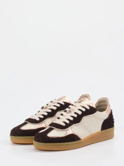 Piedi Nudi – Sneaker aus Velour/Leder in Roségold