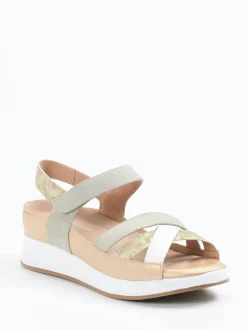 Piesanto – Keilsandalette aus Veloursleder und Textil