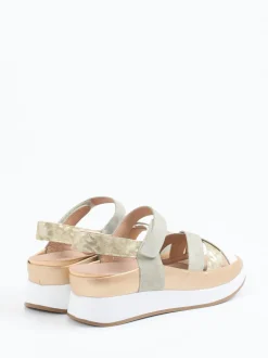 Piesanto – Keilsandalette aus Veloursleder und Textil