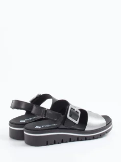 Piesanto – Plateau-Sandalen aus Kalbleder silberfarben