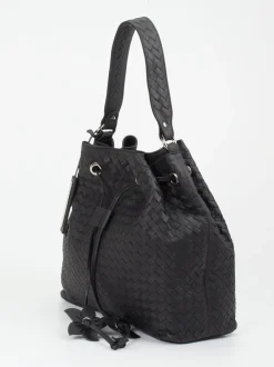 Pons Quintana – Bucket Bag aus Flechtleder Schwarz