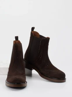 Pons Quintana – Chelsea Boots aus Veloursleder braun