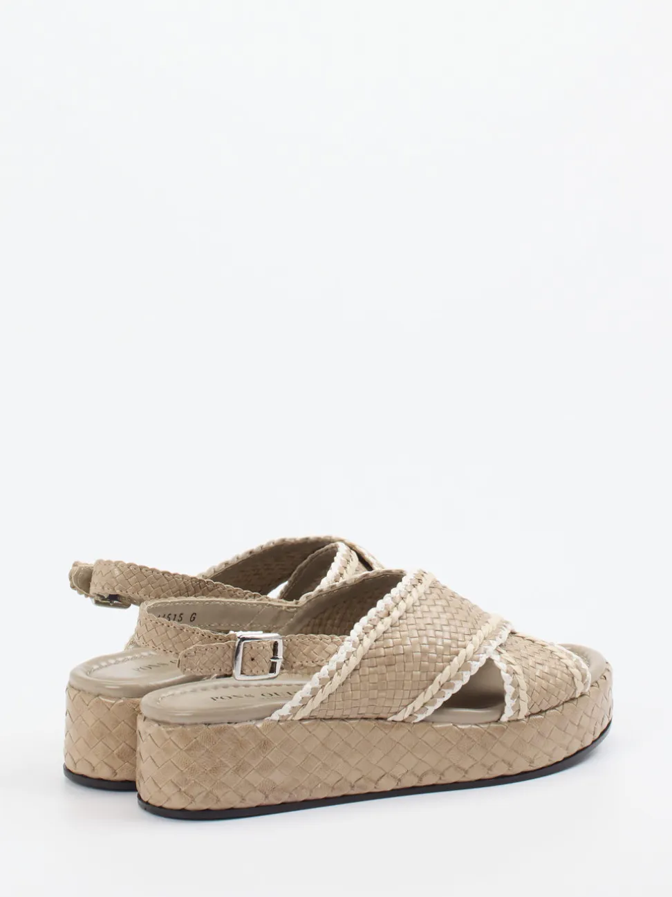 Pons Quintana – Keilsandalette aus Flechtleder Beige