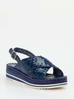 Pons Quintana – Plateau-Sandalen aus Flechtleder Marineblau