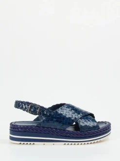 Pons Quintana – Plateau-Sandalen aus Flechtleder Marineblau