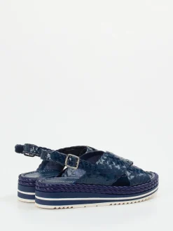 Pons Quintana – Plateau-Sandalen aus Flechtleder Marineblau
