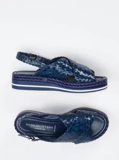 Pons Quintana – Plateau-Sandalen aus Flechtleder Marineblau