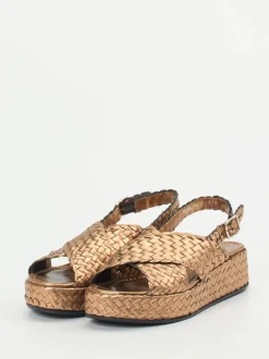 Pons Quintana – Plateau-Sandalen aus Flechtleder kupfer