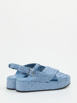 Pons Quintana – Plateau-Sandalen aus Flechtleder hellblau