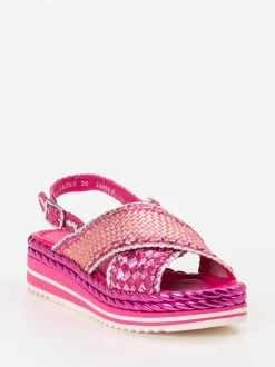 Pons Quintana – Plateau-Sandale aus Metallicleder pink