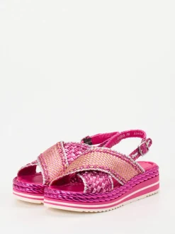 Pons Quintana – Plateau-Sandale aus Metallicleder pink