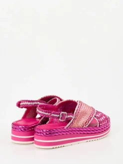 Pons Quintana – Plateau-Sandale aus Metallicleder pink