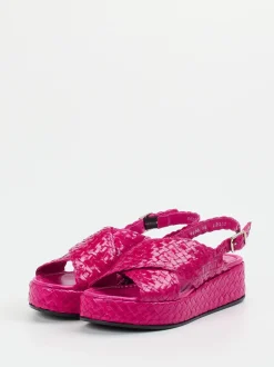 Pons Quintana – Plateau-Sandale aus Flechtleder Fuchsia