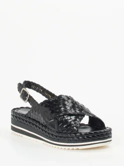 Pons Quintana – Plateau-Sandalen aus Flechtleder schwarz