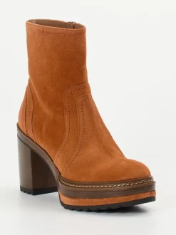 Pons Quintana – Plateau-Stiefeletten aus Veloursleder Cognac