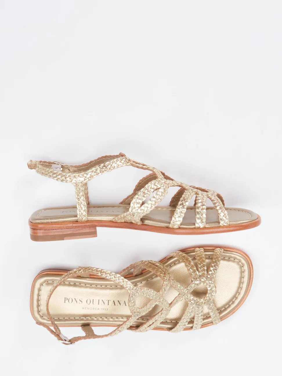 Pons Quintana – Sandalen aus Metallic-Leder goldfarben