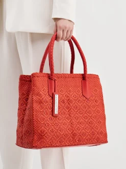 Pons Quintana – Shopper aus Flechtleder in Rot