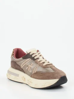 Premiata – Chunky Sneaker aus Veloursleder taupe