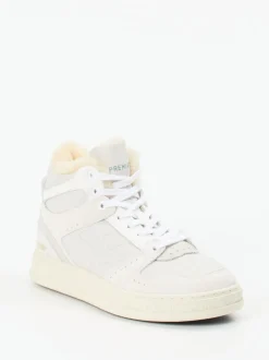 Premiata – High-Top Sneaker aus Veloursleder Offwhite