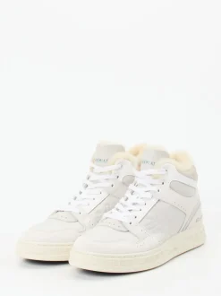 Premiata – High-Top Sneaker aus Veloursleder Offwhite