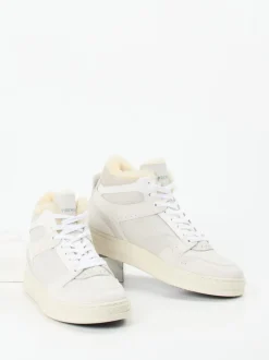 Premiata – High-Top Sneaker aus Veloursleder Offwhite
