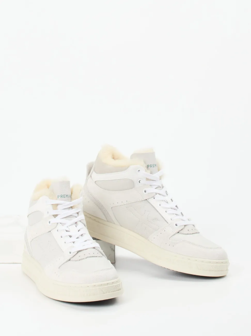Premiata – High-Top Sneaker aus Veloursleder Offwhite