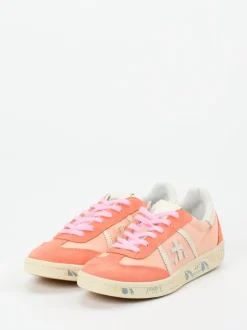 Premiata – Low-Top Sneaker aus Veloursleder lachsrosa