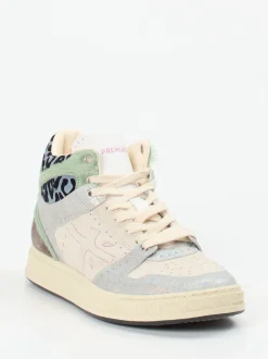 Premiata – Mid-Top Sneaker aus Veloursleder cremebeige