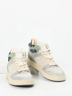 Premiata – Mid-Top Sneaker aus Veloursleder cremebeige