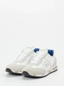Premiata – Retro-Sneaker aus Veloursleder Weiß