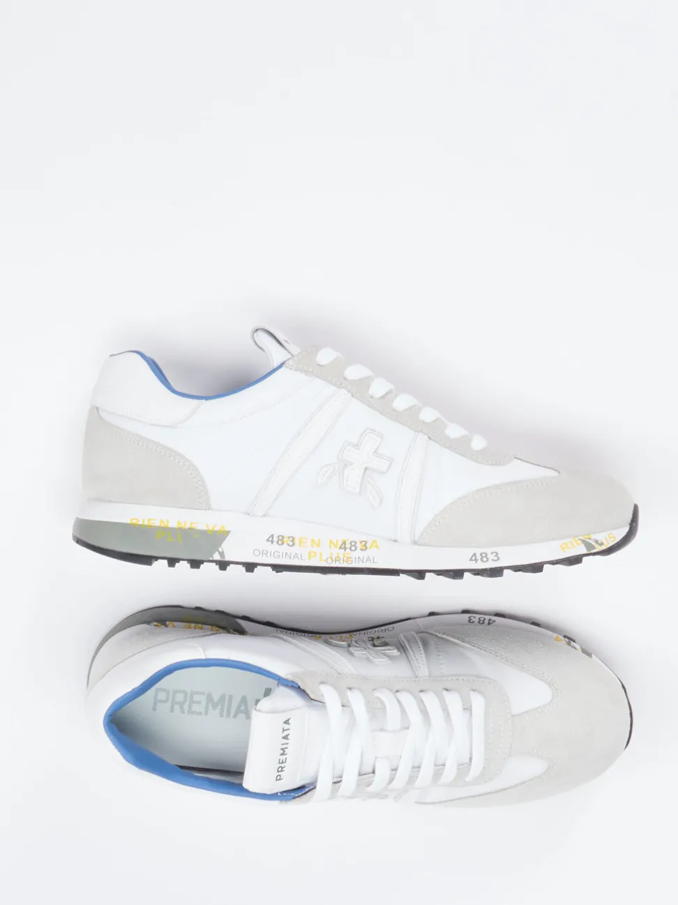 Premiata – Retro-Sneaker aus Veloursleder Weiß