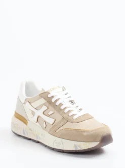 Premiata – Retro-Sneaker aus Veloursleder in Beige