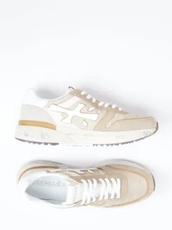 Premiata – Retro-Sneaker aus Veloursleder in Beige
