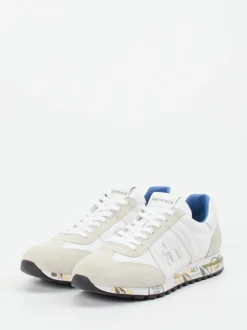 Premiata – Retro-Sneaker aus Veloursleder Weiß