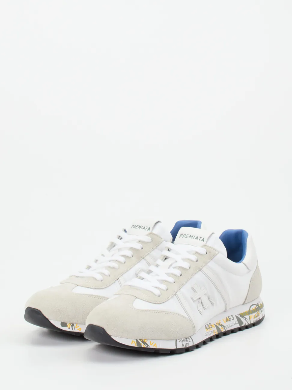 Premiata – Retro-Sneaker aus Veloursleder Weiß