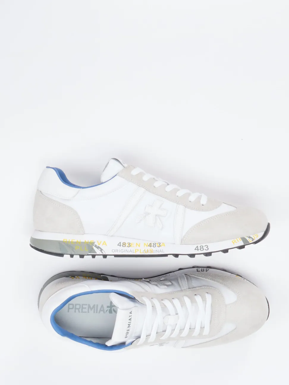 Premiata – Retro-Sneaker aus Veloursleder Weiß