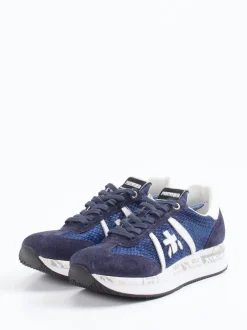 Premiata – Sneaker aus Veloursleder und Mesh blau