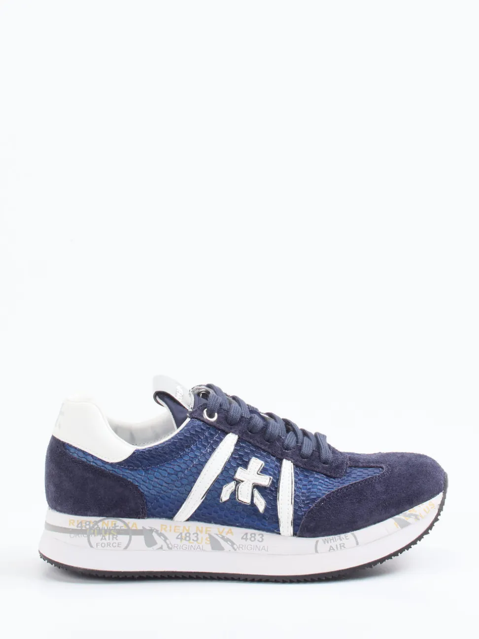 Premiata – Sneaker aus Veloursleder und Mesh blau