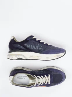 Premiata – Sneaker aus Veloursleder und Mesh dunkelblau