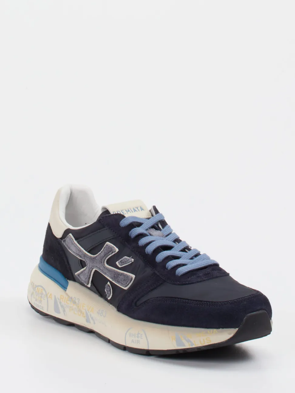 Premiata – Sneaker aus Velour/Textil in Dunkelblau