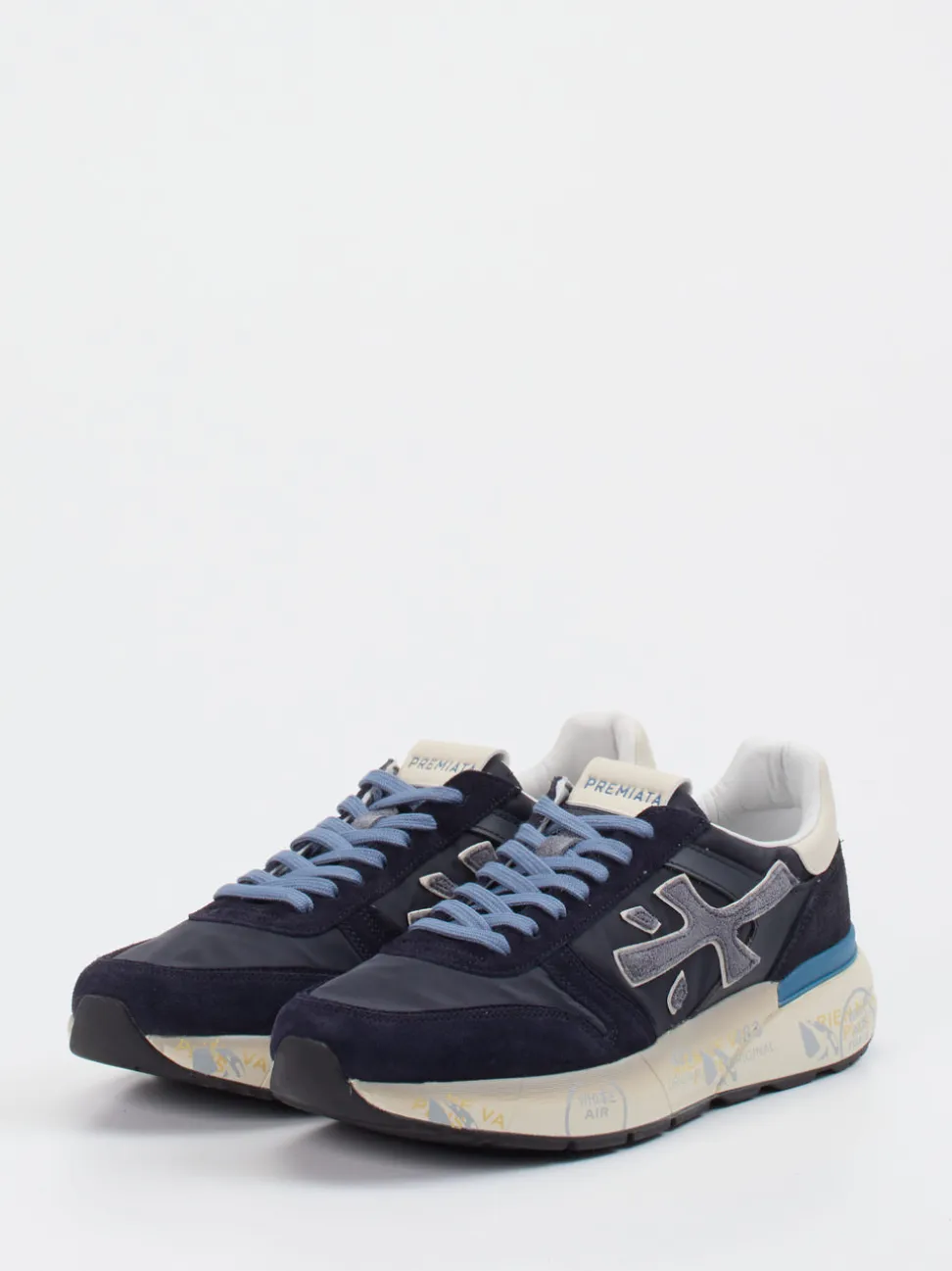Premiata – Sneaker aus Velour/Textil in Dunkelblau