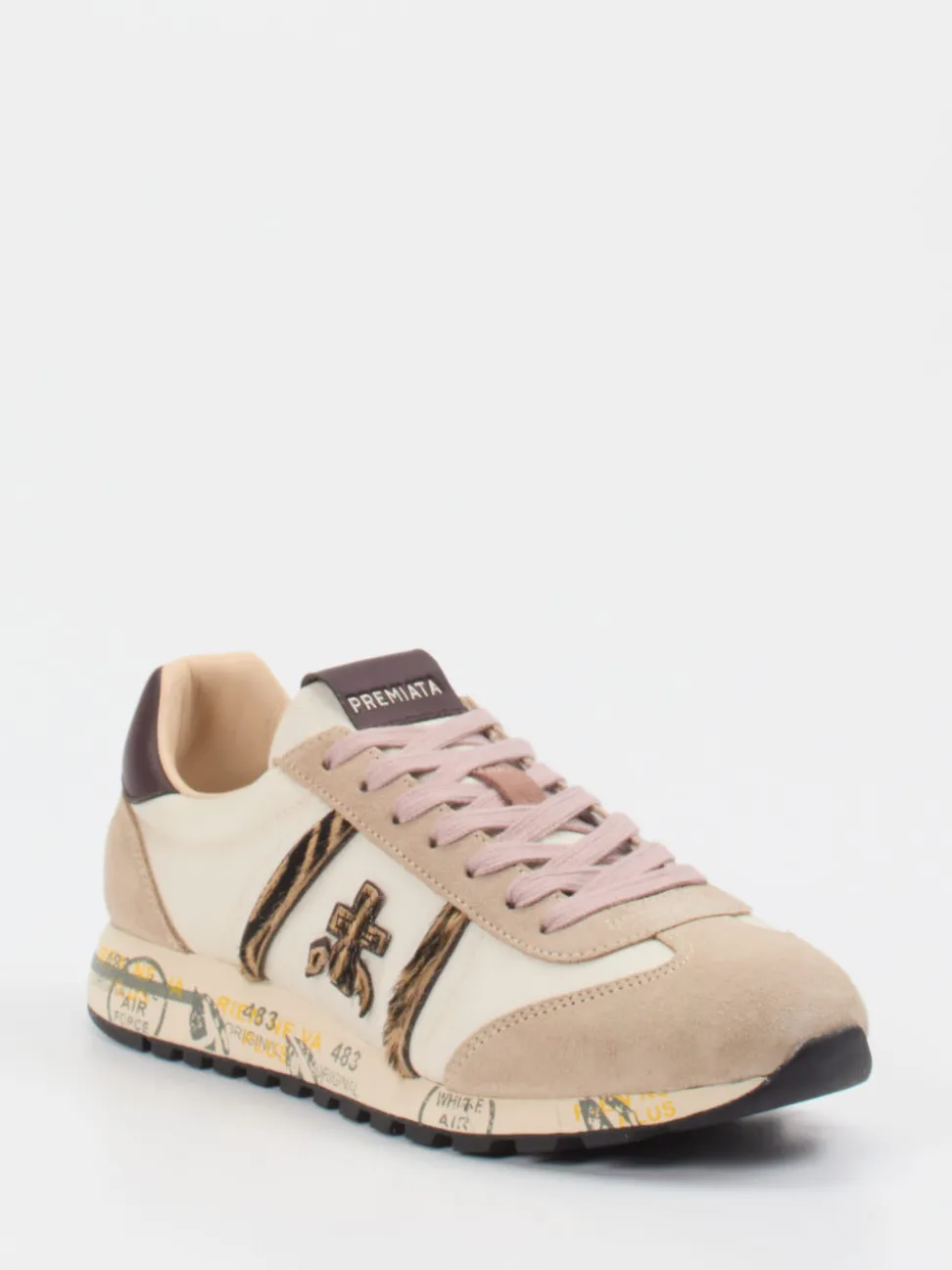 Premiata – Sneaker aus Veloursleder und Textil Beige