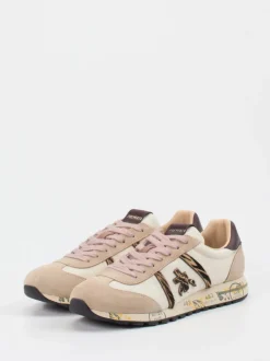 Premiata – Sneaker aus Veloursleder und Textil Beige