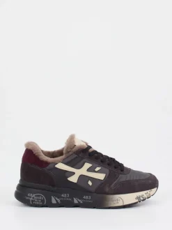 Premiata – Sneaker aus Velour/Textil Dunkelbraun