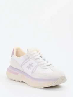 Premiata – Sneaker aus Veloursleder und Textil Weiß