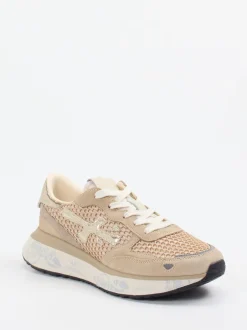 Premiata – Sneaker aus Veloursleder und Mesh beige