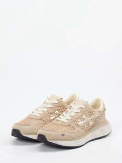Premiata – Sneaker aus Veloursleder und Mesh beige