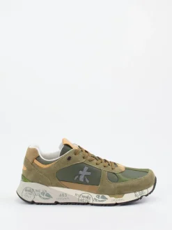 Premiata – Sneaker aus Veloursleder und Nylon Olivgrün