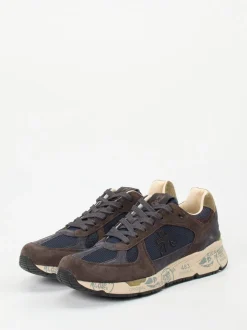 Premiata – Sneaker aus Veloursleder und Mesh Dunkelblau